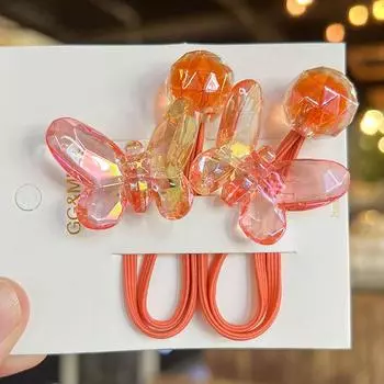2 шт. милые мультяшные прозрачные бабочки для девочек эластичные резинки для волос принцессы аксессуары для волос детские резинки для волос детские головные уборы
