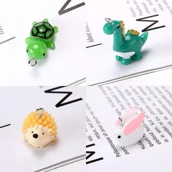 2 шт. милые мультяшные трехмерные подвески в виде животных, ожерелье ручной работы, серьги, брелок, материал для изготовления, аксессуары, подарки as the picture