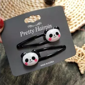 2 шт. Милые новые мультяшные заколки-клипсы в виде панды, детские заколки для волос, детские заколки, головной убор, эластичные резинки для волос, аксессуары для девочек, детские головные уборы