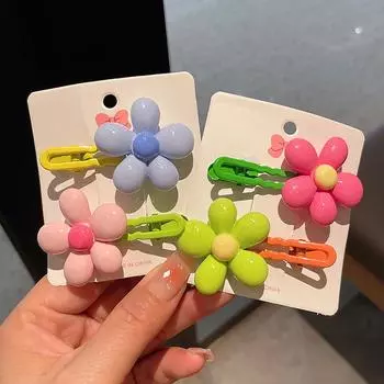 2 шт. милые простые цветочные детские заколки для волос челка заколка для волос головные уборы аксессуары для волос A4