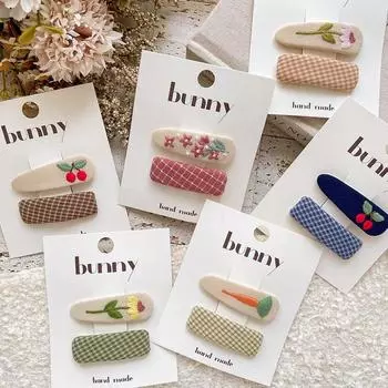 2 шт. милые вышитые фруктовые цветы детские заколки для волос милые универсальные шпильки для женщин девочек аксессуары для волос подарки