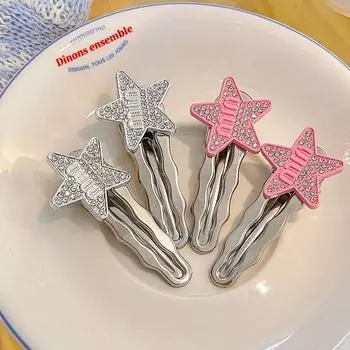 2 шт. Милые заколки для волос для девочек Y2K женские металлические заколки в форме пятиконечной звезды аксессуары для волос Bb заколки для волос боковые челки зажимы головные уборы серебряный