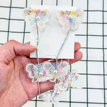 2 шт. Милые заколки для волос в виде цветка для девочек, Сладкие детские хрустальные цепочки, Заколки-кисточки, Заколки-цветы, Головные уборы, Аксессуары для волос