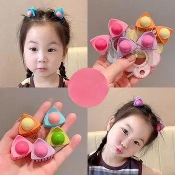 2 шт. милые заколки для волос в виде кошачьих ушек для детей, маленькие пластиковые заколки для волос в виде ушек, аксессуары для волос для девочек 3cm фиолетовый