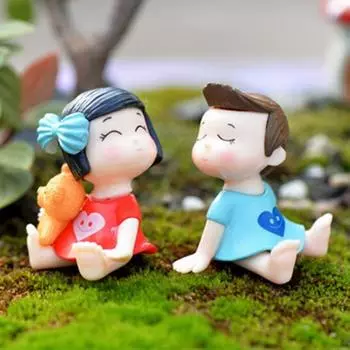 2 шт. милый бант для девочек и мальчиков, мини-кукольный домик, микропейзаж, миниатюрные украшения синий/розовый