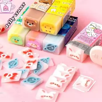 2 шт., милый ластик для студентов, кавайный ластик для карандашей с мультяшными животными, милые канцелярские принадлежности, прочный ластик, школьные принадлежности для студентов