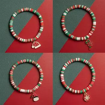 2 шт. Милый мультфильм Санта-Клаус Снеговик Рождественская елка Лось браслеты для женщин и девочек Рождественский браслет из бисера праздничные подарки onesize