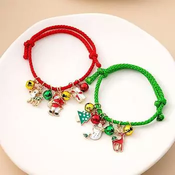 2 шт. милый мультяшный Санта-Клаус, снеговик, лось, рождественская елка, кисточки, подвеска, регулируемый браслет, ювелирные изделия, аксессуары, подарки на год