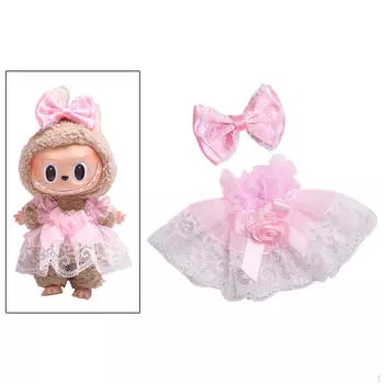 2 шт. Мини-6-дюймовая кукольная одежда с бантом, головной убор, юбка, наряды розовый