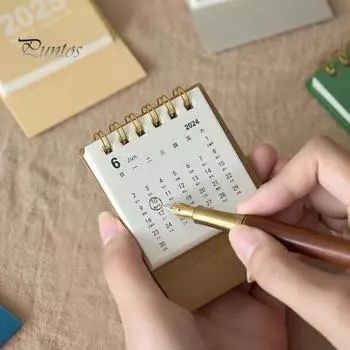 2 шт. Мини настольный календарь на спирали портативный календарь 2024-2025 блокноты карманный календарь для офиса дома школы планирование 2pcs зелёный