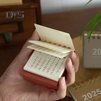 2 шт. Мини настольный календарь на спирали портативный календарь 2024-2025 блокноты карманный календарь для офиса дома школы планирование 2pcs серый