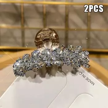 2 шт. Мини-пшеничная бахрома для волос, легкая роскошная темпераментная акула, зажим для женщин и девочек, милые аксессуары для волос серебряный