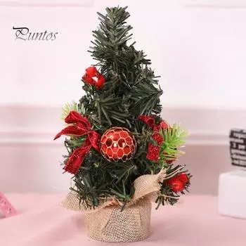 2 шт. мини-рождественская елка универсальное украшение рождественской елки с шарами и бантами для настольных компьютеров, шкафов, декора спальни 2pcs