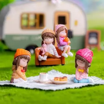 2 шт. Мини-статуэтка лучшего друга для девочек, микро-ландшафтное украшение, украшение для автомобиля, домашнего стола