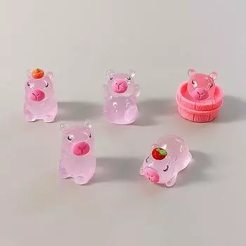 2 шт. Мини светящиеся в темноте милые капибары смоляные украшения микро животное брелок кулон DIY изготовление ювелирных изделий ландшафтный домашний декор