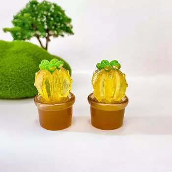 2 шт. Мини светящийся кактус в горшке, украшение для кукольного домика, украшение для гостиной, микроландшафтный орнамент, настольный декор, игрушки