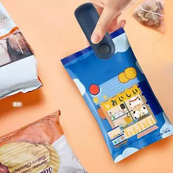 2 шт. мини-упаковщик для пакетов, перезаряжаемый через USB, термосварка 2-в-1 для хранения закусок, чипсов белый/синий