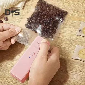 2 шт. Мини-запайщик пакетов с резаком USB-перезаряжаемый портативный вакуумный упаковочный аппарат для закусок и еды открывалка для повторного запечатывания кухонный гаджет белый/розовый