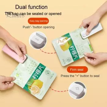 2 шт. Мини-запайщик пакетов с резаком USB-перезаряжаемый портативный вакуумный упаковочный аппарат для закусок и еды открывалка для повторного запечатывания кухонный гаджет белый/розовый