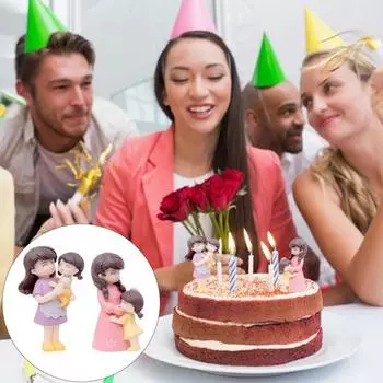 2 шт. миниатюрные фигурки для мамы и дочки, украшение для рабочего стола, микропейзаж, декор, сделай сам, поделки из мха A