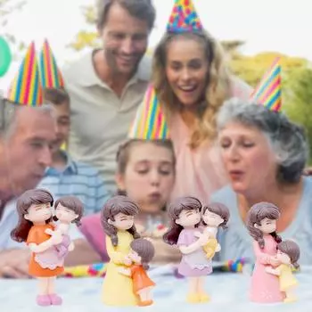 2 шт., миниатюрные фигурки для мамы и дочки, украшение для рабочего стола, микропейзажный декор, сделай сам, поделки из мха, подарок на день мамы/матери, украшение для сказочного сада A