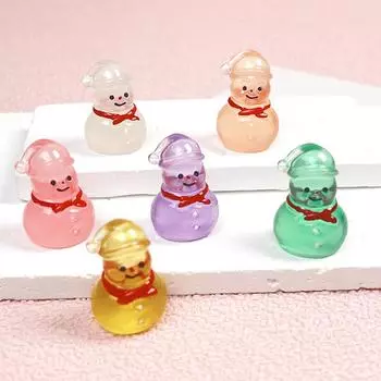 2 шт. Миниатюрные светящиеся милые рождественские снеговики, миниатюрные украшения, микро-ландшафтный орнамент, брелок, аксессуары для самостоятельного изготовления