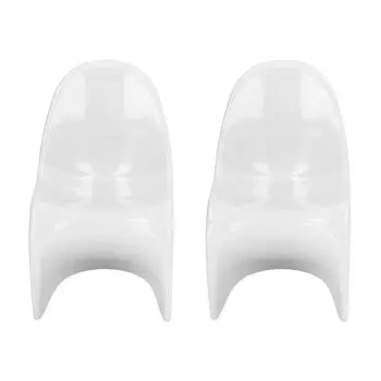 2 шт. Миниатюрный стульчик 1/6 масштаб повседневный милый стиль DIY маленький пластиковый материал 14x9x8 см кукольный домик белый