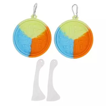 2 шт. миска для домашних животных, силиконовая, складная, мощная, на присоске, пригодная для мытья в посудомоечной машине, с крючком, ложкой для соскабливания, ПЭ