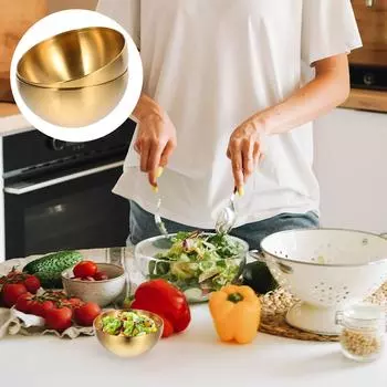 2 шт. миска для хранения хлопьев из нержавеющей стали, детская лапша, маленькая посуда, двойная кухонная утварь золотистый