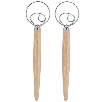 2 шт. миксер для теста из нержавеющей стали блендер ручной венчик для взбивания яиц с дубовой ручкой кухонный аксессуар