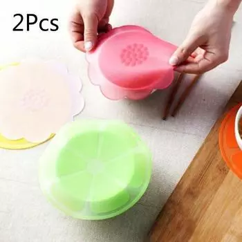 2 шт. многофункциональные силиконовые обертки, герметичная крышка, эластичная пленка для пищевых продуктов, сохраняющая свежесть для холодильника K 2Pcs оранжевый