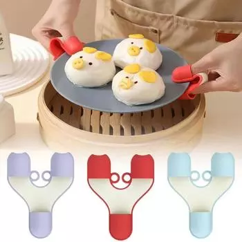 2 шт. Многофункциональные теплоизоляционные перчатки, нескользящие зажимы для пальцев, держатель для захвата тарелок, кухня красный