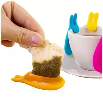 2 шт. многофункциональный держатель для чайного пакетика с кроликом, силиконовый держатель для ложки, вешалка для чайного пакетика, подарок 2pcs