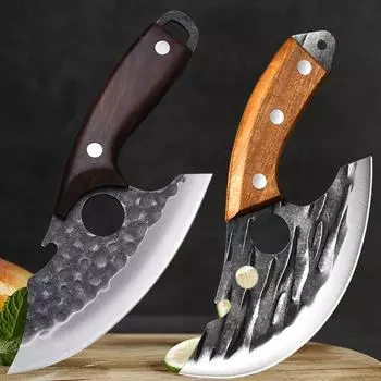 2 шт. Многофункциональный кухонный нож для обвалки мяса, кованый нож ручной работы, нож мясника из нержавеющей стали, открывалка для бутылок, портативный карманный нож 2pc with cover