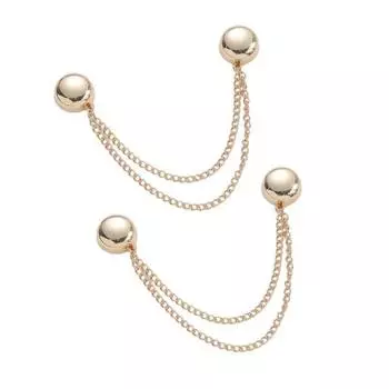 2 шт. Многофункциональный магнитный зажим для одежды с цепочкой, многоцелевой зажим для металлических кнопок без штифта для одежды, шарфа, брюк золотистый