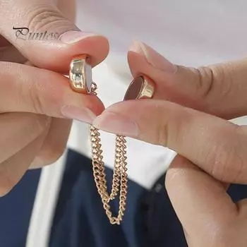 2 шт. Многофункциональный магнитный зажим для одежды с цепочкой, многоцелевой безштифтовой металлический зажим для пуговиц, одежды, шарфа, брюк, манжет, фиксатор, магнитная булавка чёрный