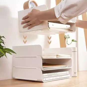 2 шт. Многофункциональный простой стиль прочный ящик для хранения штабелируемый настольный лоток для документов органайзер горизонтальный формата А4
