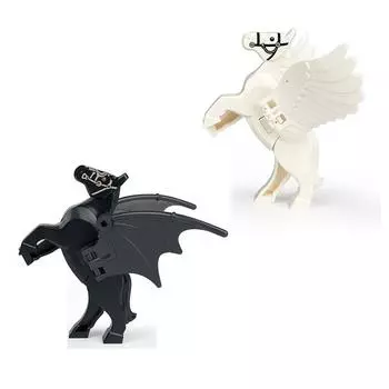 2 шт. MOC, белая летающая лошадь, минифигурка Пегаса, аксессуары, детали пистолета, строительные блоки, комплект, наборы кирпичей, модель, детские игрушки 2pcs белый