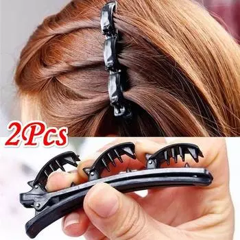 2 шт. модная двухслойная лента для завивки косичек заколка для волос спереди заколки для волос повязка на голову аксессуар для волос инструмент аксессуары для волос Black