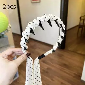 2 шт. Модная нескользящая повязка на голову с точечной лентой, элегантный шарф, резинка для волос, универсальные плетеные аксессуары для волос для женщин, девушек