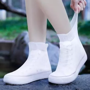 2 шт. модная водостойкая защита от промокания, легко носить в дождливую погоду, водонепроницаемый чехол для багажника, хозяйственные товары, непромокаемая обувь M белый