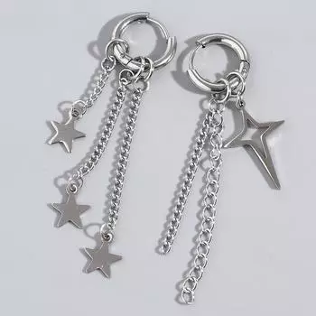 2 шт. модные и персонализированные длинные кисточки пентаграмма женские серьги уличные трендовые аксессуары серебряный