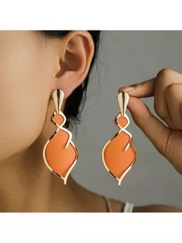 2 шт. Модные и уникальные двухслойные серьги оранжевого цвета с каплями воды, простые и универсальные для женщин оранжевый