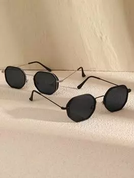 2 шт. модные крутые геометрические солнцезащитные очки в металлической оправе для женщин и мужчин, повседневные солнцезащитные очки для активного отдыха, аксессуары для очков.