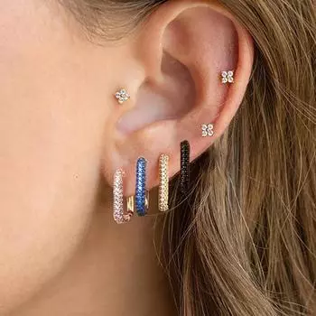 2 шт. модные квадратные маленькие серьги-кольца с кристаллами циркония, женские серьги высокого качества в стиле радуги в стиле панк, серьги для хряща, ювелирные изделия для пирсинга