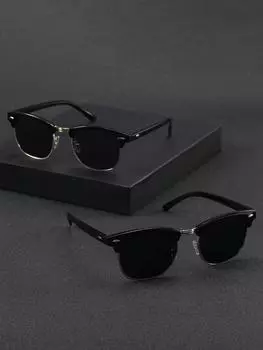 2 шт. модные квадратные женские солнцезащитные очки в пластиковой и металлической оправе для мужчин, повседневные черные оттенки, аксессуары для очков.
