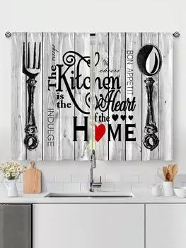 2 шт. модные минималистичные ножи вилки текст кухонные оконные занавески легко устанавливаются для спальни кабинета кафе гостиной украшения дома W.27.5xH.42inch