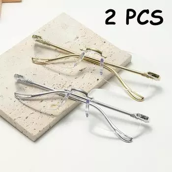 2 шт. модные очки для чтения для мужчин и женщин, классический дизайн без оправы, блокирующие синий свет, компьютерные очки, пресбиопические очки +1