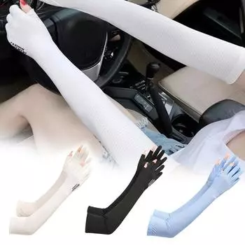 2 шт., модные перчатки из ледяного шелка с защитой от ультрафиолета, длинные перчатки, защита для рук, сетчатые дышащие солнцезащитные рукава розовый