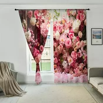 2 шт. Модные разноцветные яркие шторы с цветочным узором, полузатеняющие шторы для спальни, гостиной, окна, кухни, офиса (50Wx50H)x2(CM)&Rod Pocket